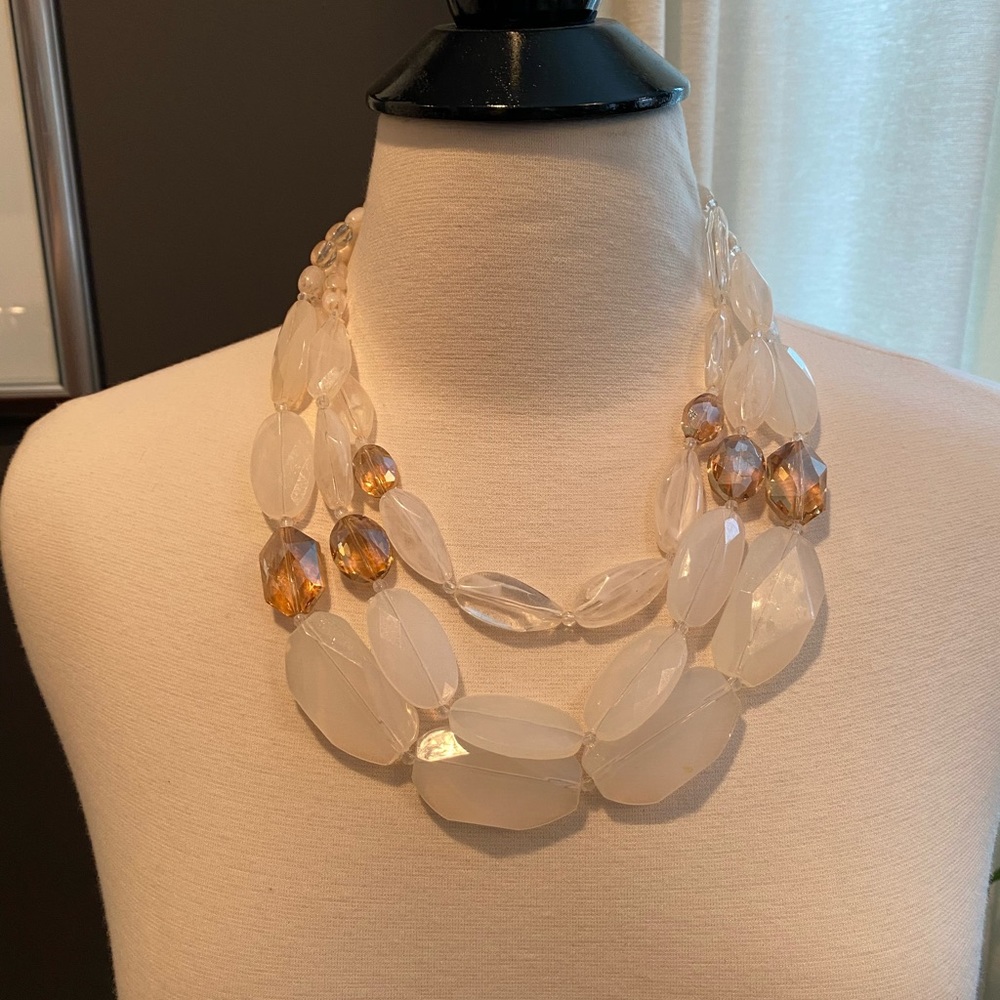 White & Pink Crystal Stone Necklace